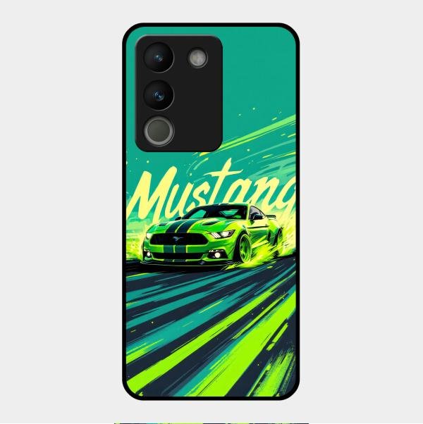 Mustang Super Sports Car Glass Case Cover For Vivo Y200 5G