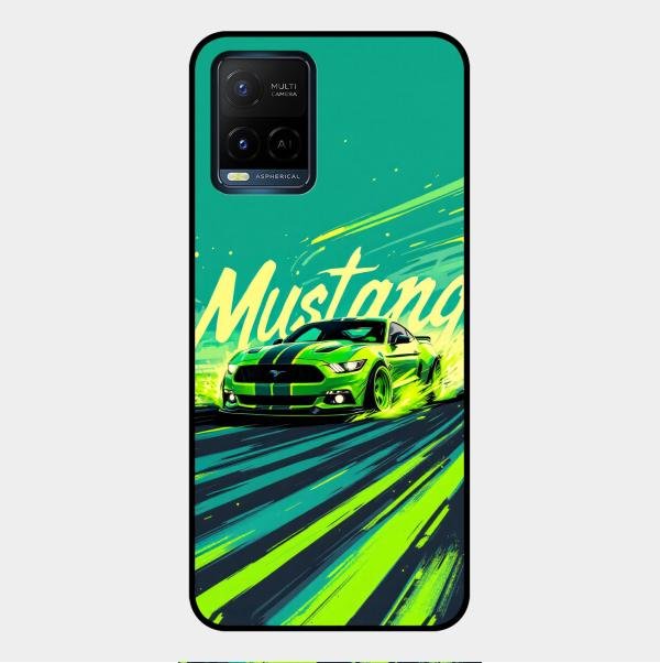 Mustang Super Sports Car Glass Case Cover For Vivo Y21