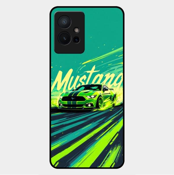 Mustang Super Sports Car Glass Case Cover For Vivo Y75 5G