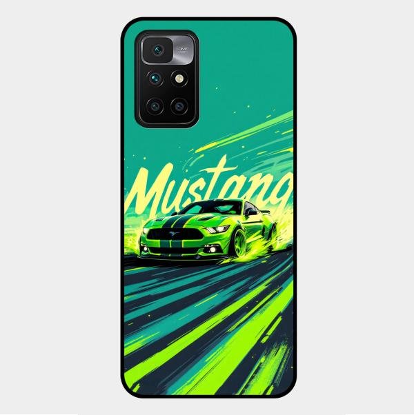 Mustang Super Sports Car Glass Case Cover For Xiaomi Redmi 10 Prime