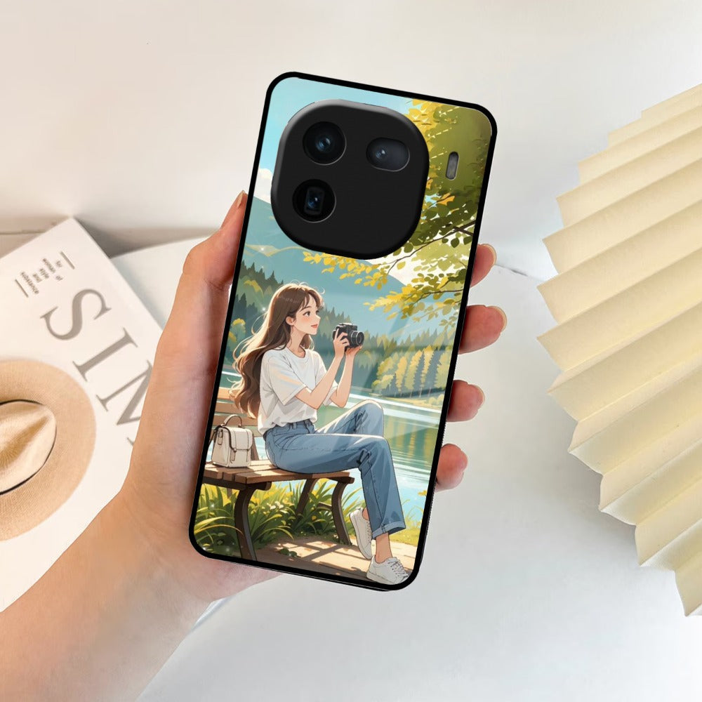 Nature's Frame Glass Case Cover For iQOO