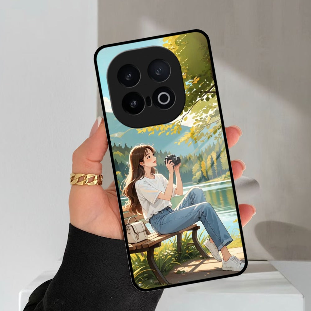 Nature's Frame Glass Case Cover For iQOO