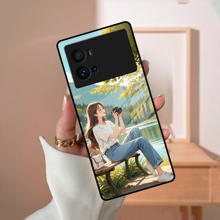 Nature's Frame Glass Case Cover For iQOO