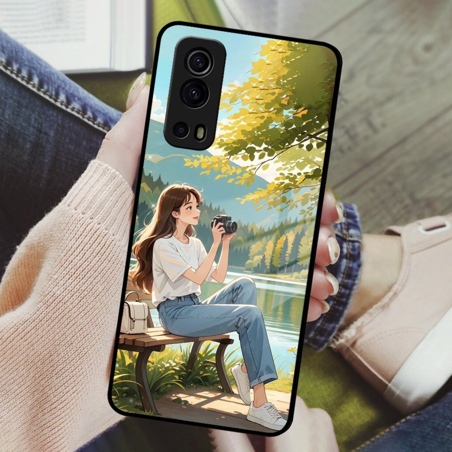 Nature's Frame Glass Case Cover For iQOO