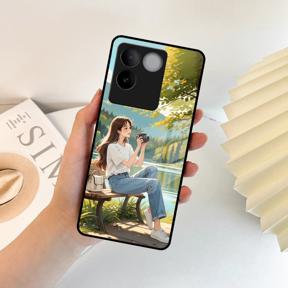 Nature's Frame Glass Case Cover For iQOO