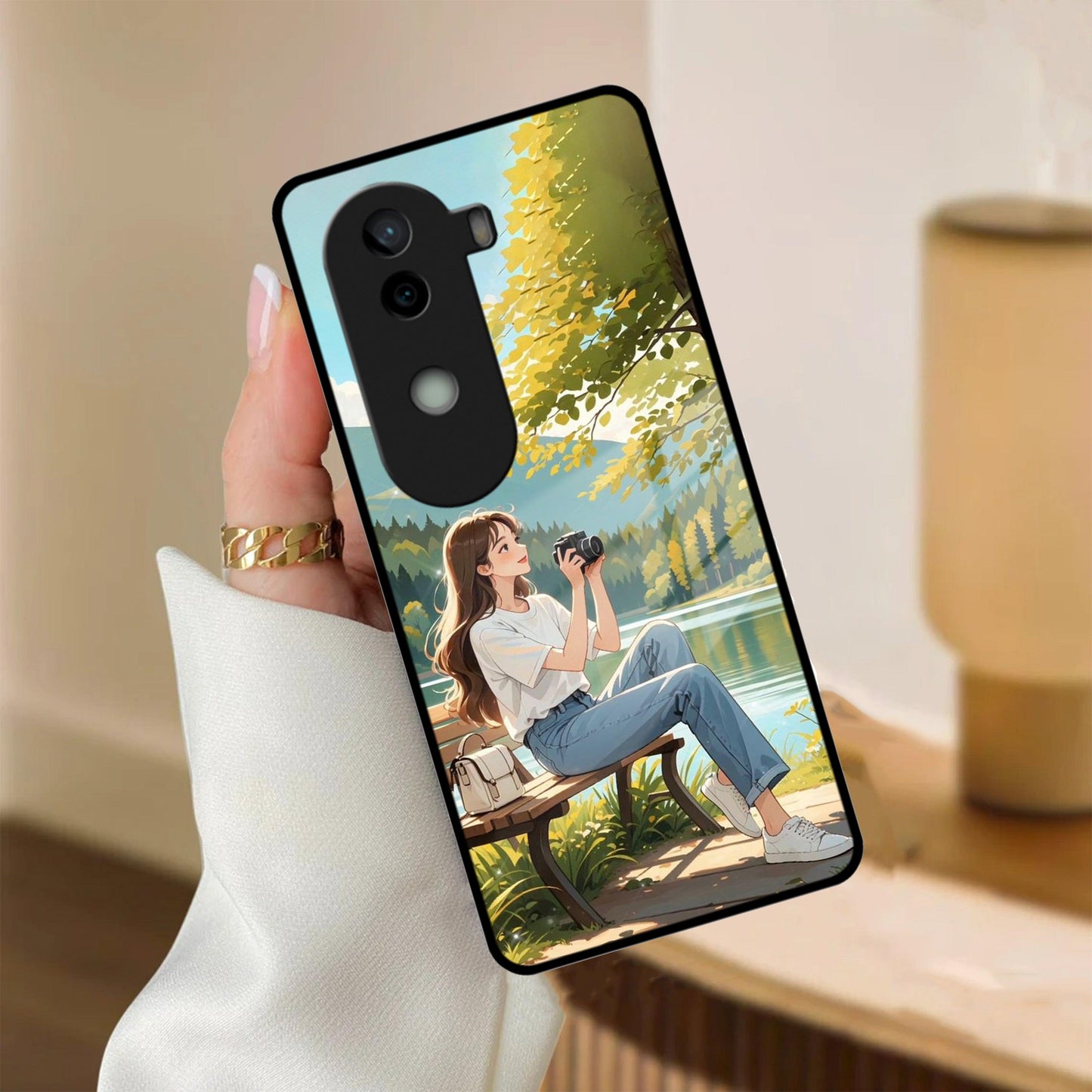 Nature's Frame Glass Case Cover For iQOO