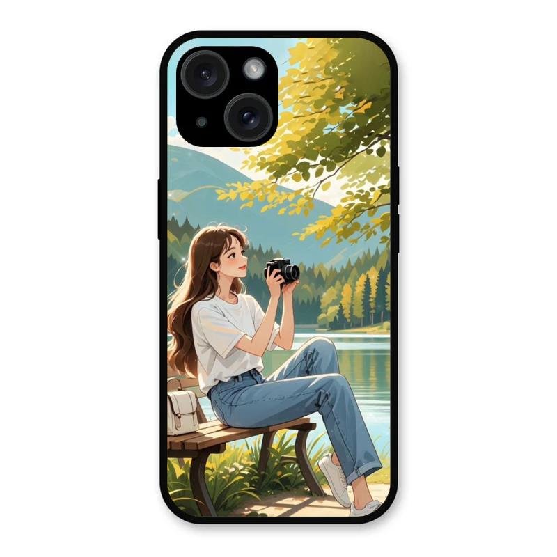 nature s frame glossy metal case cover for iPhone 15 Plus