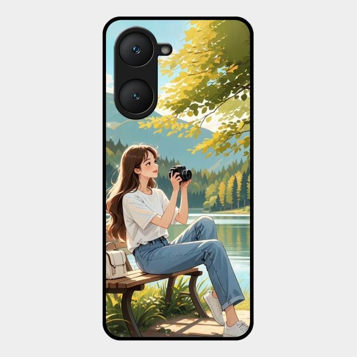 nature s frame glossy metal case cover for Iqoo Z9 Lite 5G