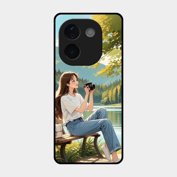 nature s frame glossy metal case cover for Iqoo Z9S Pro 5G