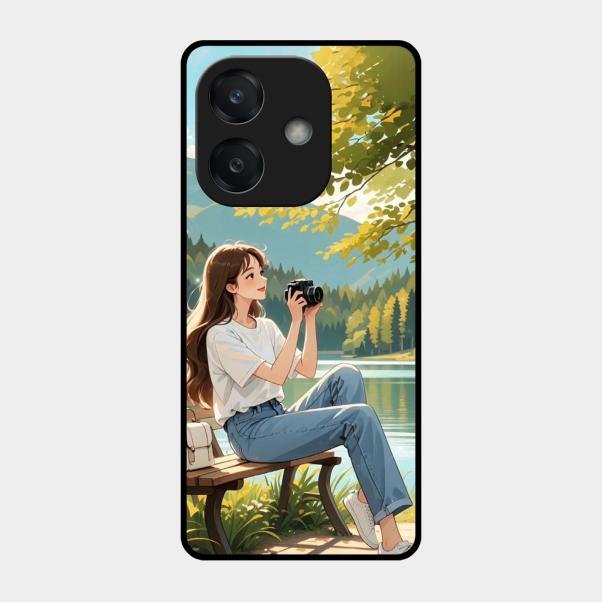 nature s frame glossy metal case cover for Oppo A3X 5G