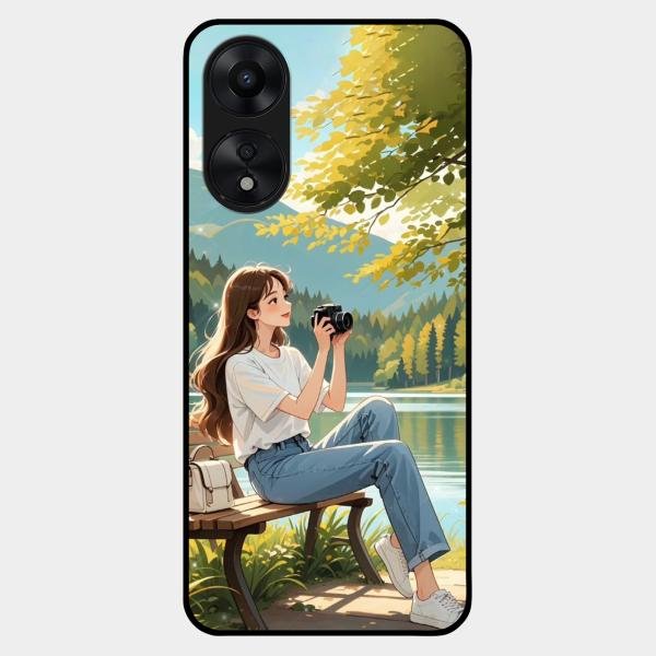 nature s frame glossy metal case cover for Oppo A78 5G