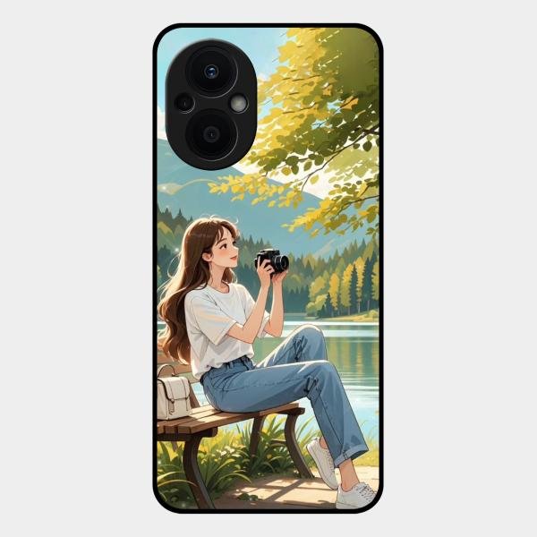 nature s frame glossy metal case cover for Oppo F21 Pro 5G