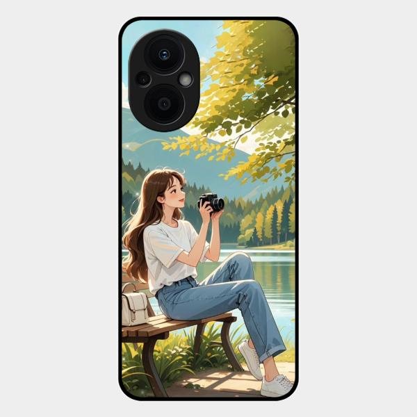 nature s frame glossy metal case cover for Oppo F21S Pro 5G