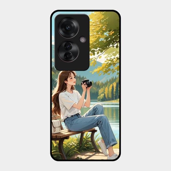 nature s frame glossy metal case cover for Oppo F25 Pro 5G