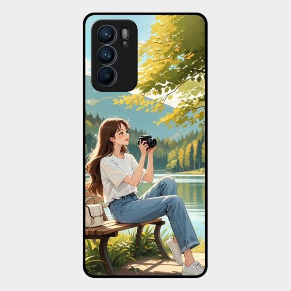 nature s frame glossy metal case cover for Oppo Reno 6 5G