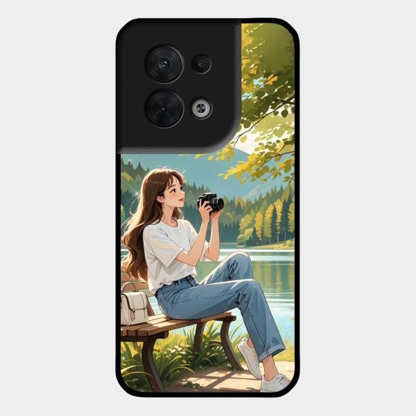 nature s frame glossy metal case cover for Oppo Reno 8 5G