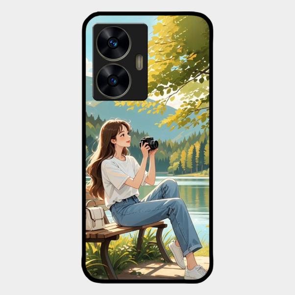 nature s frame glossy metal case cover for Realme C55