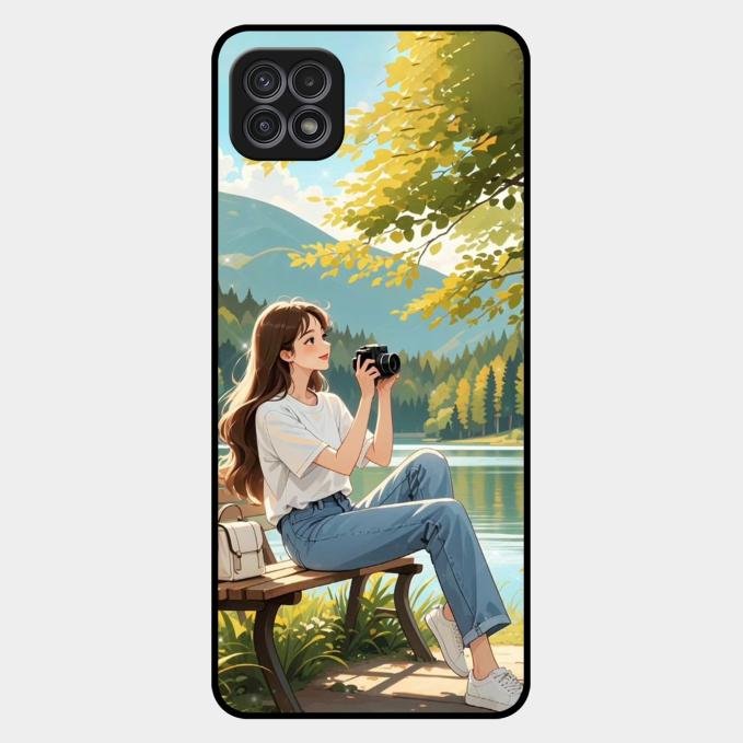 nature s frame glossy metal case cover for Samsung Galaxy F42 5G