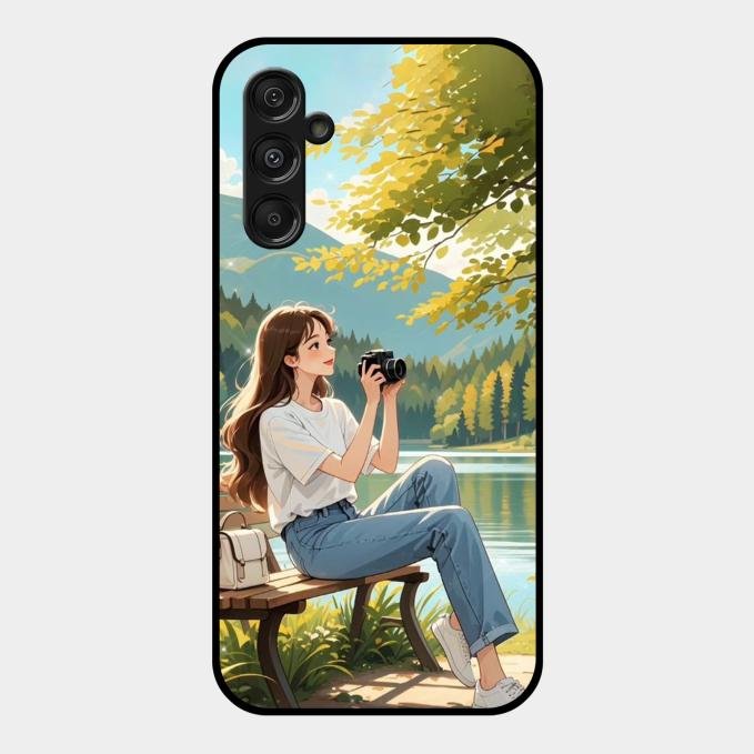 nature s frame glossy metal case cover for Samsung Galaxy M34 5G