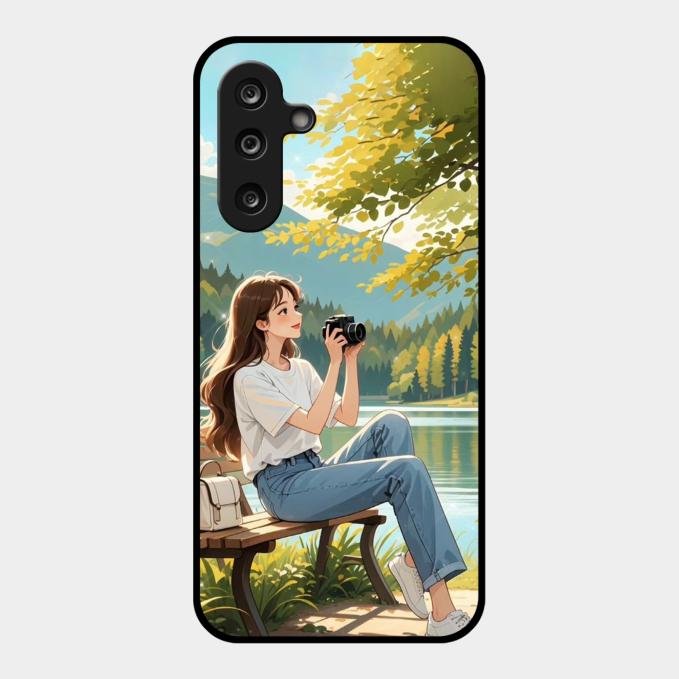 nature s frame glossy metal case cover for Samsung Galaxy M56 5G