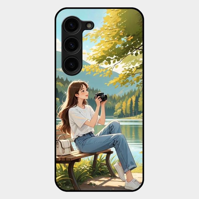 nature s frame glossy metal case cover for Samsung Galaxy S23 Plus 5G
