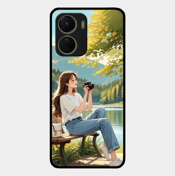 nature s frame glossy metal case cover for Vivo T2X 5G