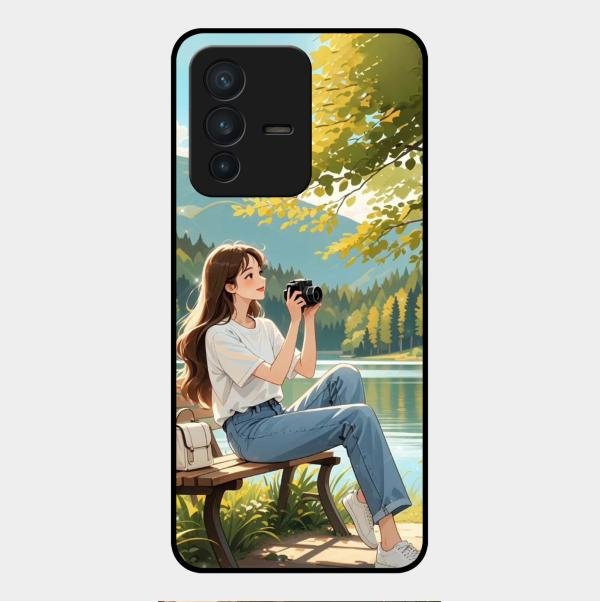 nature s frame glossy metal case cover for Vivo V23 5G