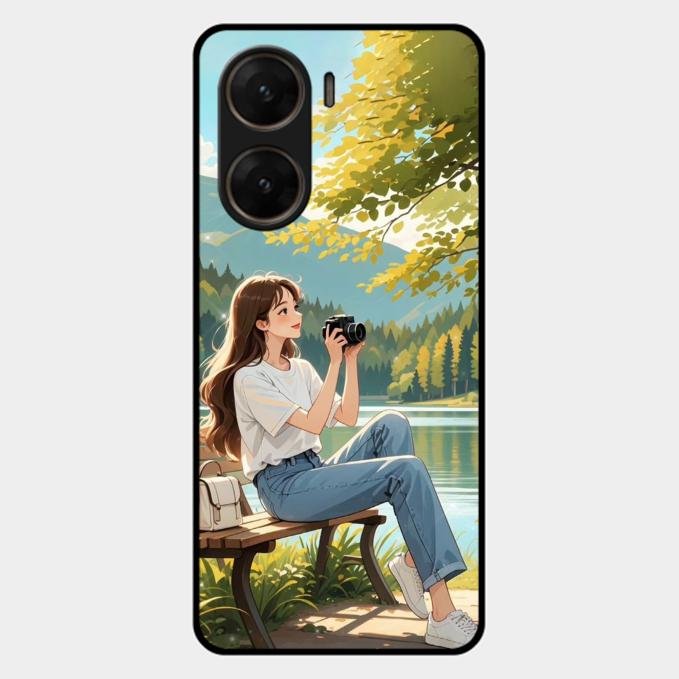 nature s frame glossy metal case cover for Vivo V29E 5G