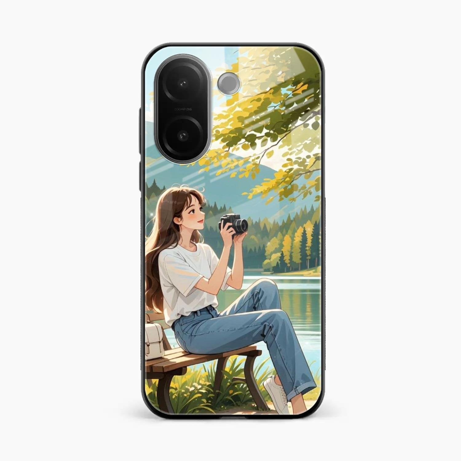 nature s frame glossy metal case cover for Vivo V60e 5G