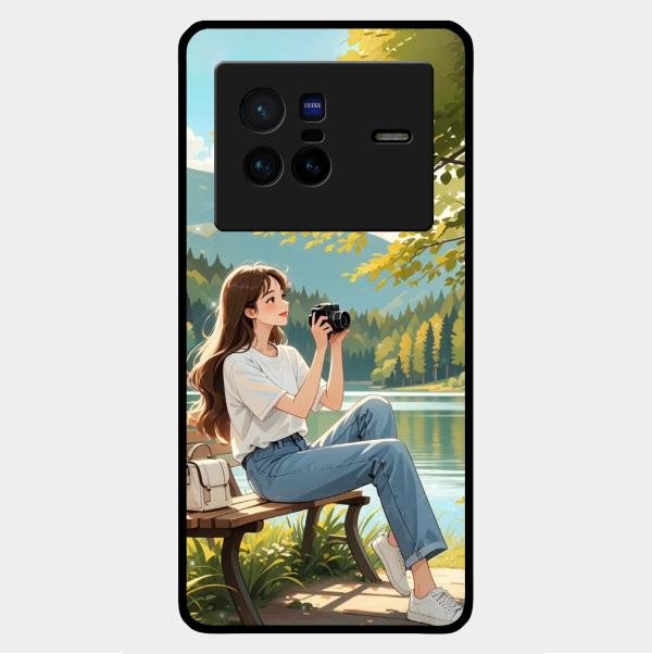 nature s frame glossy metal case cover for Vivo X80 5G