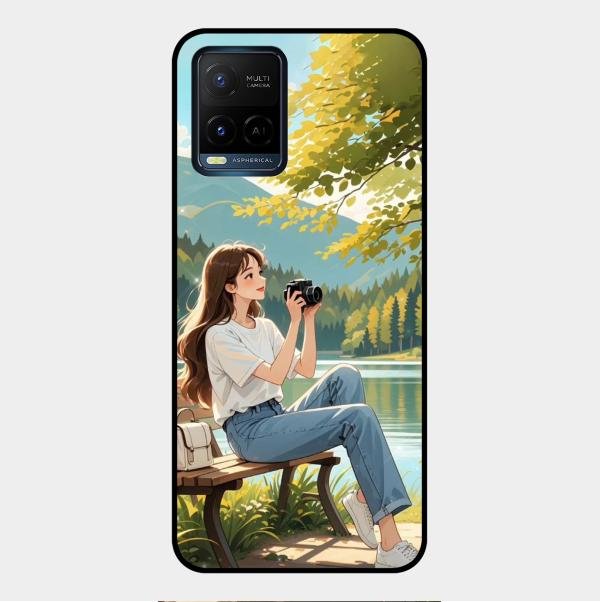 nature s frame glossy metal case cover for Vivo Y33S