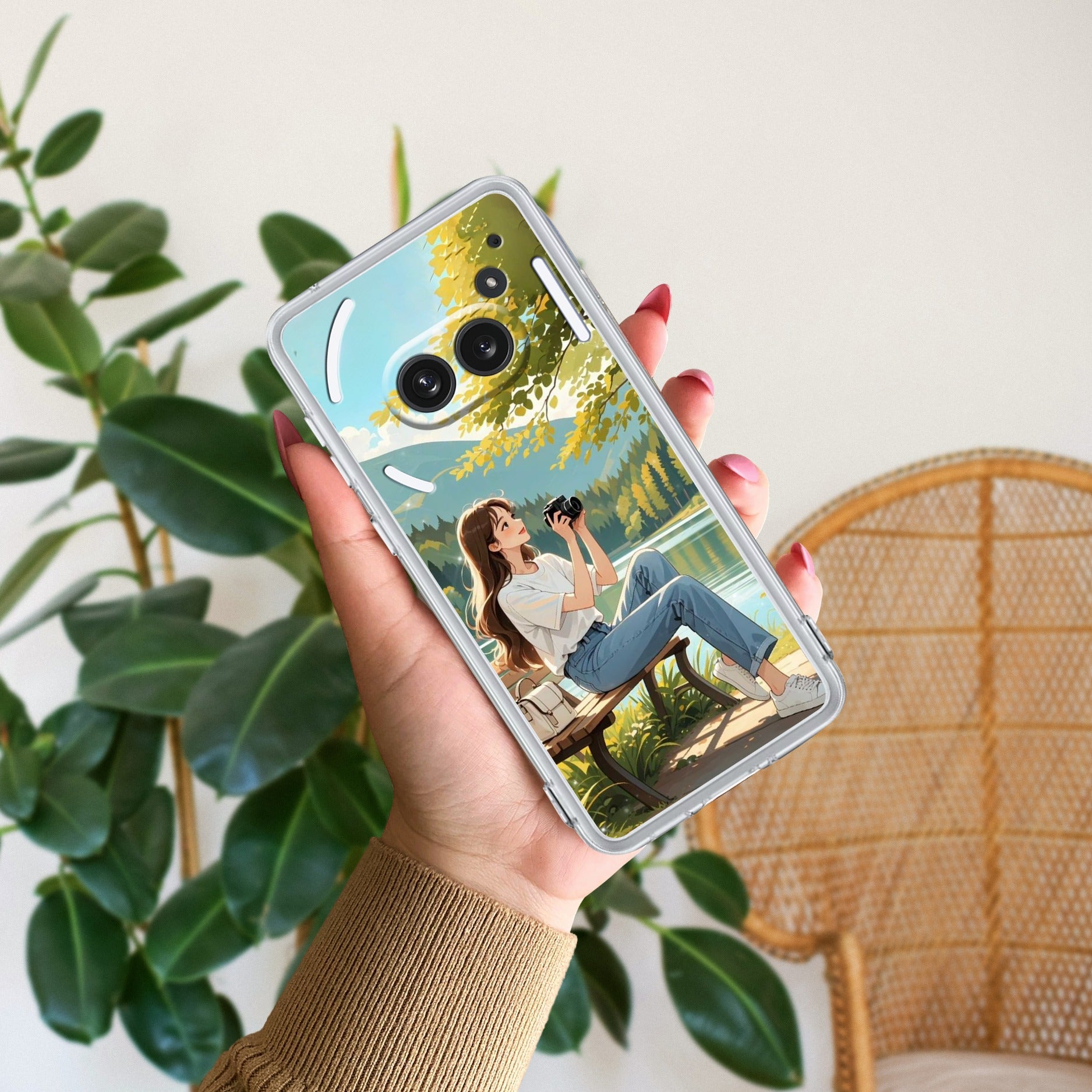 Natures Frame Transparent Silicon Case For Nothing Phone 2a Plus