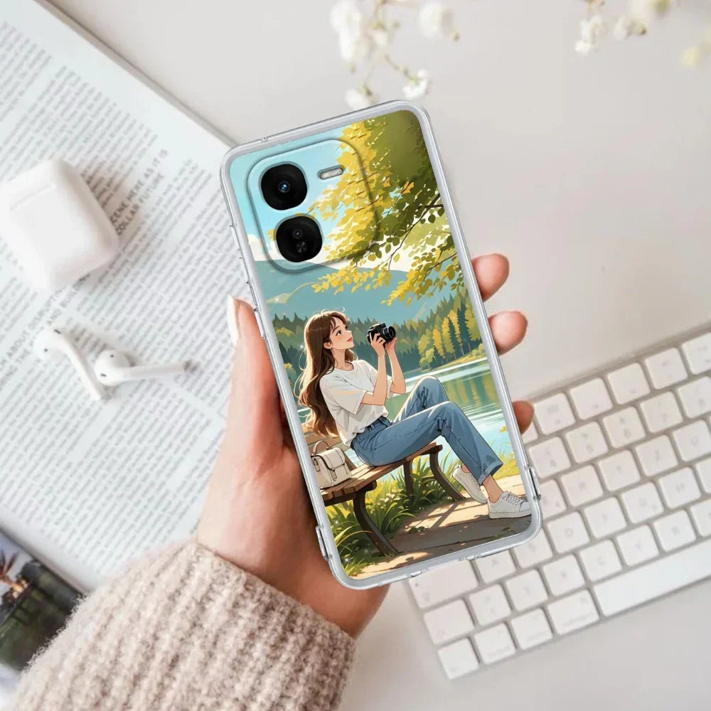 Nature-s Frame Transparent Silicon Case For iQOO Z9s Pro 5G