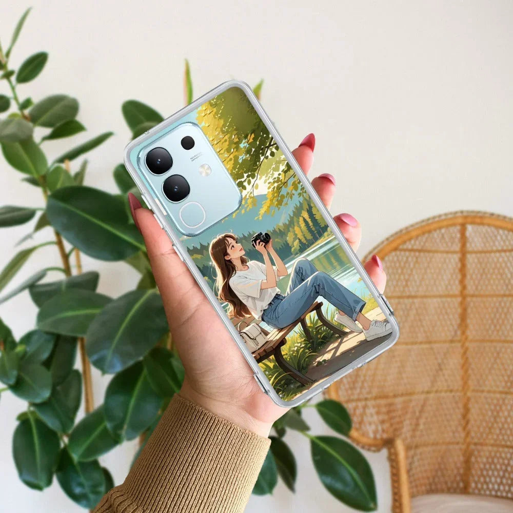 Nature-s Frame Transparent Silicon Case For iQOO Z9 Lite 5G