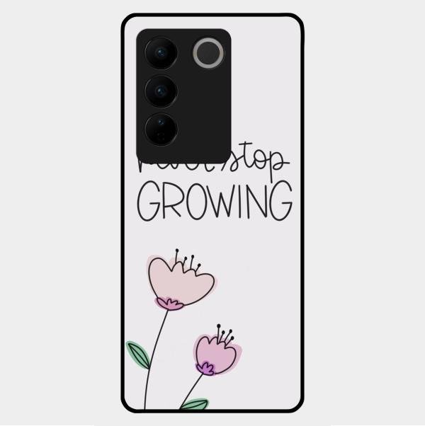 Never Stop Growing Glossy Metal Case Cover For Vivo V27 5G