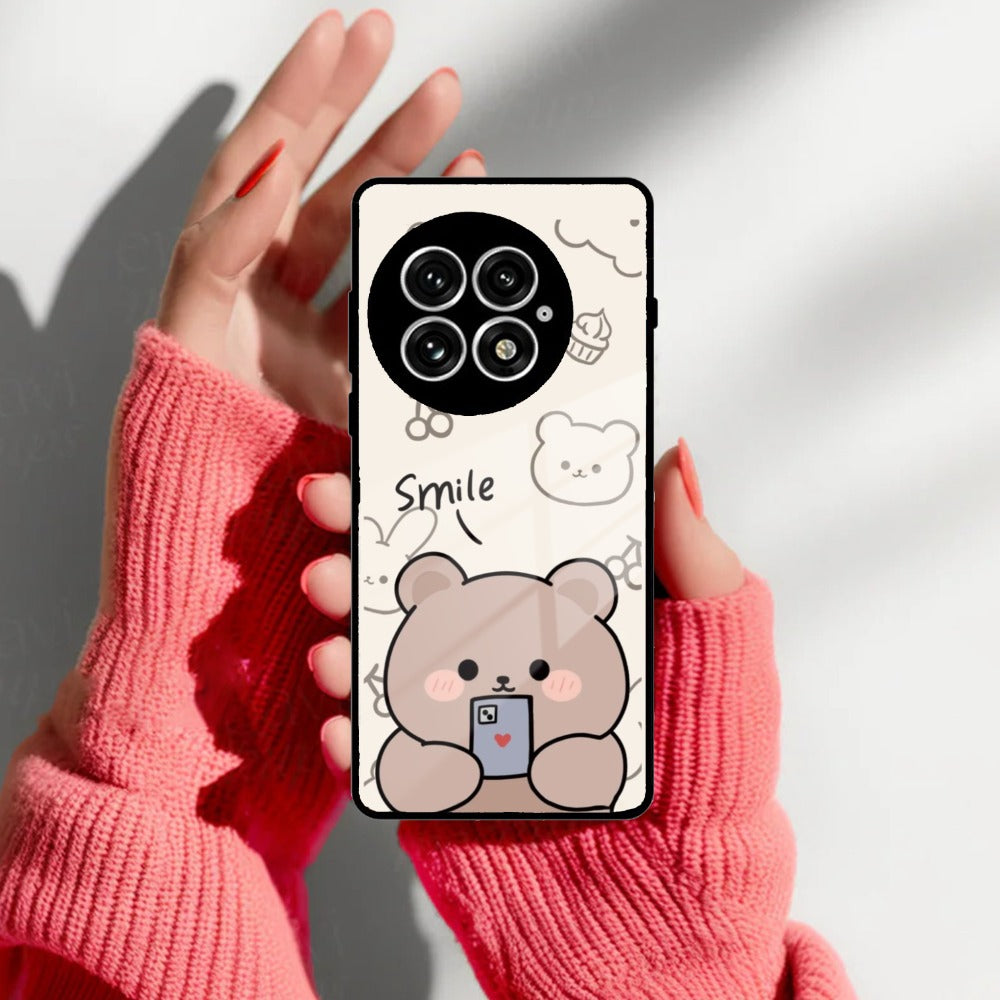 Cute Bear Glossy Metal Case Cover For OnePlus