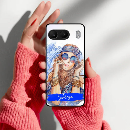 Bindass Babe Customize Glass Case Cover For OnePlus