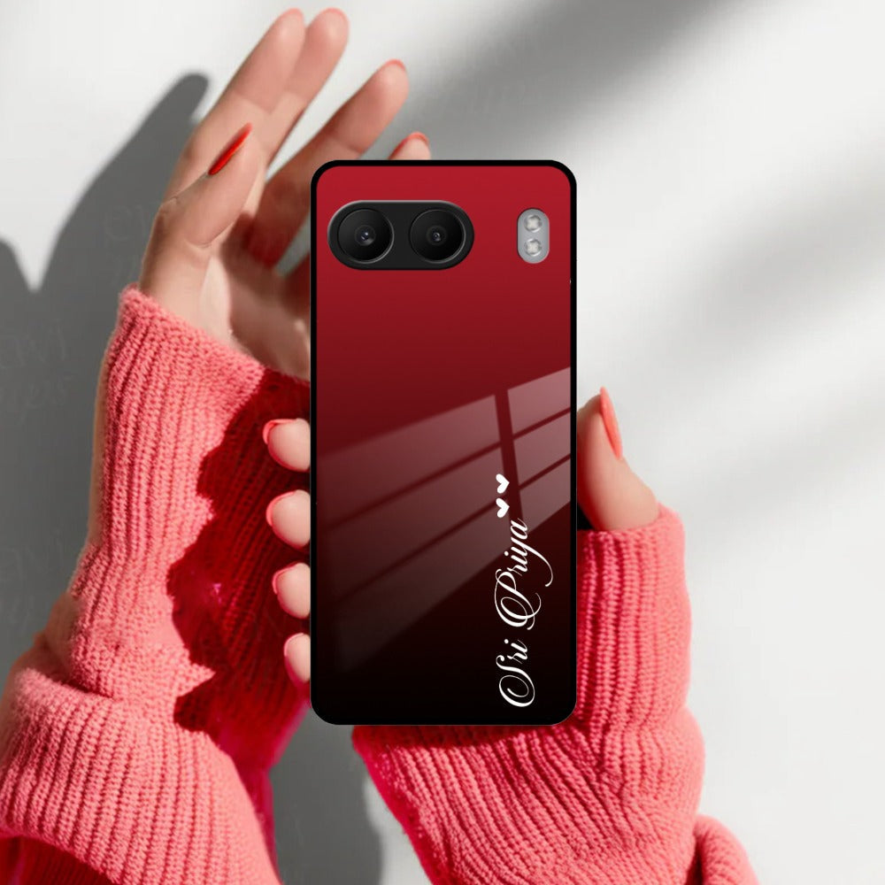 Customize Name Gradient Glass Case Cover Red Wine For Oneplus