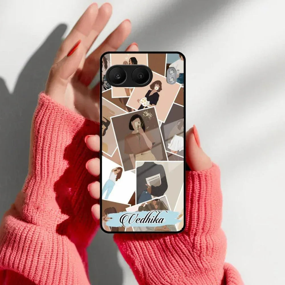 Selfie Girl Collage Glass Case Cover For OnePlus - ShopOnCliQ