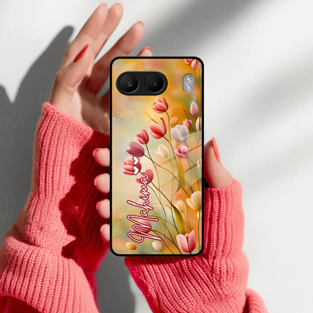 Tulip Floral Glass Case Cover For OnePlus