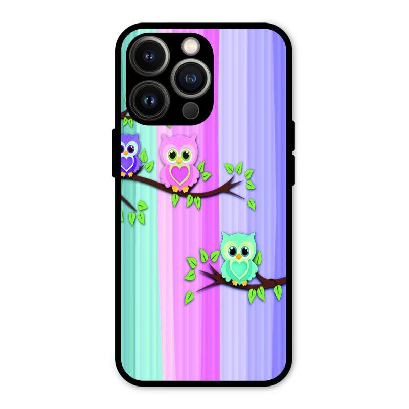 Owl Glossy Metal Case Cover For iPhone 13 Pro
