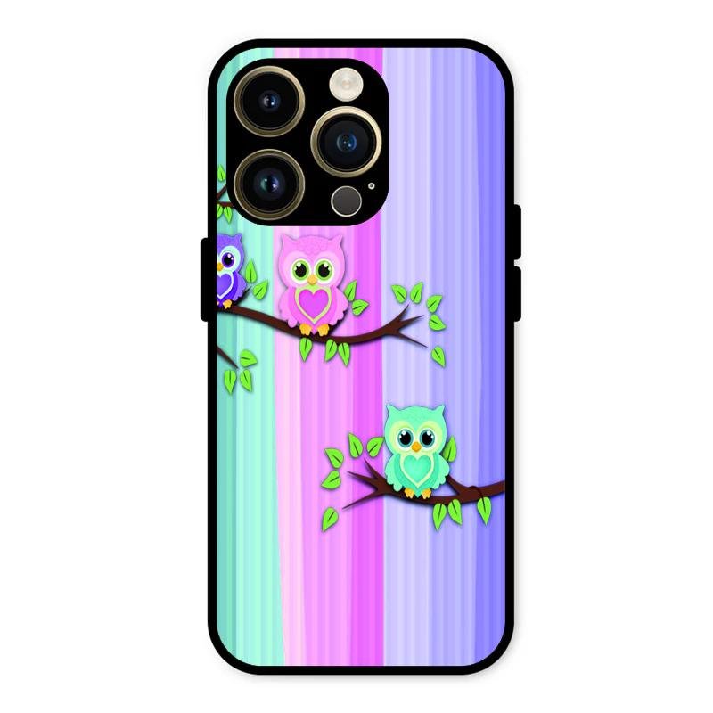 Owl Glossy Metal Case Cover For iPhone 14 Pro