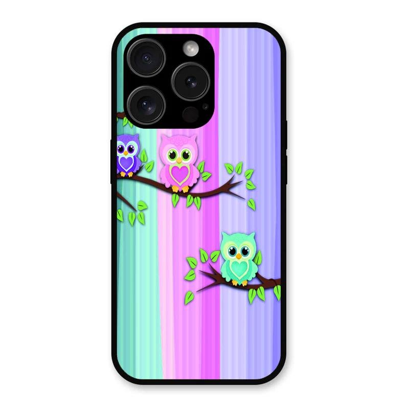 Owl Glossy Metal Case Cover For iPhone 15 Pro Max