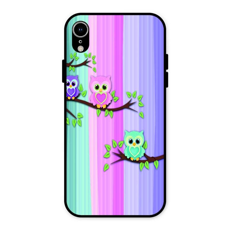Owl Glossy Metal Case Cover For iPhone XR