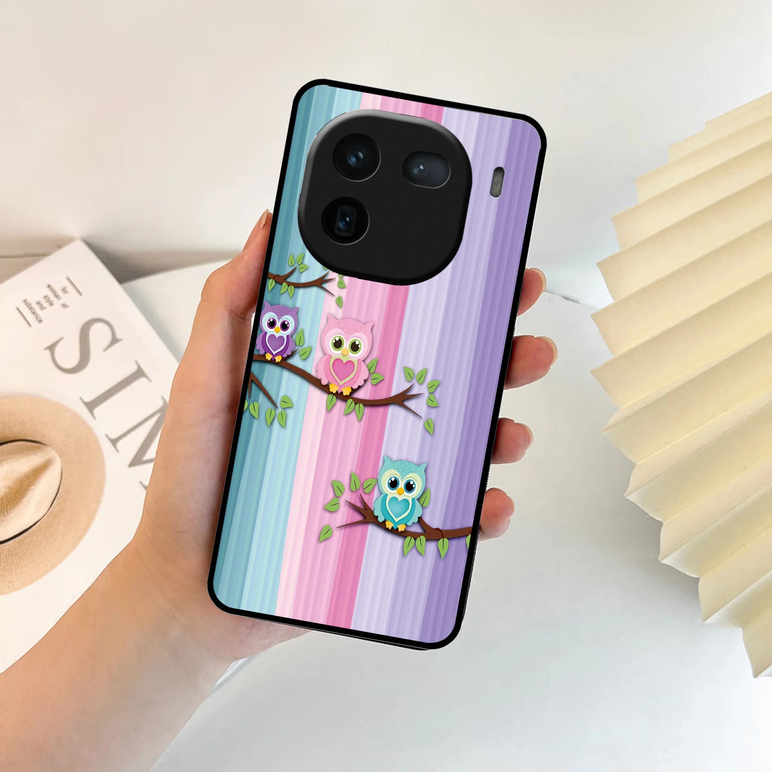 Owl Glossy Metal Case Cover For iQOO - ShopOnCliQ