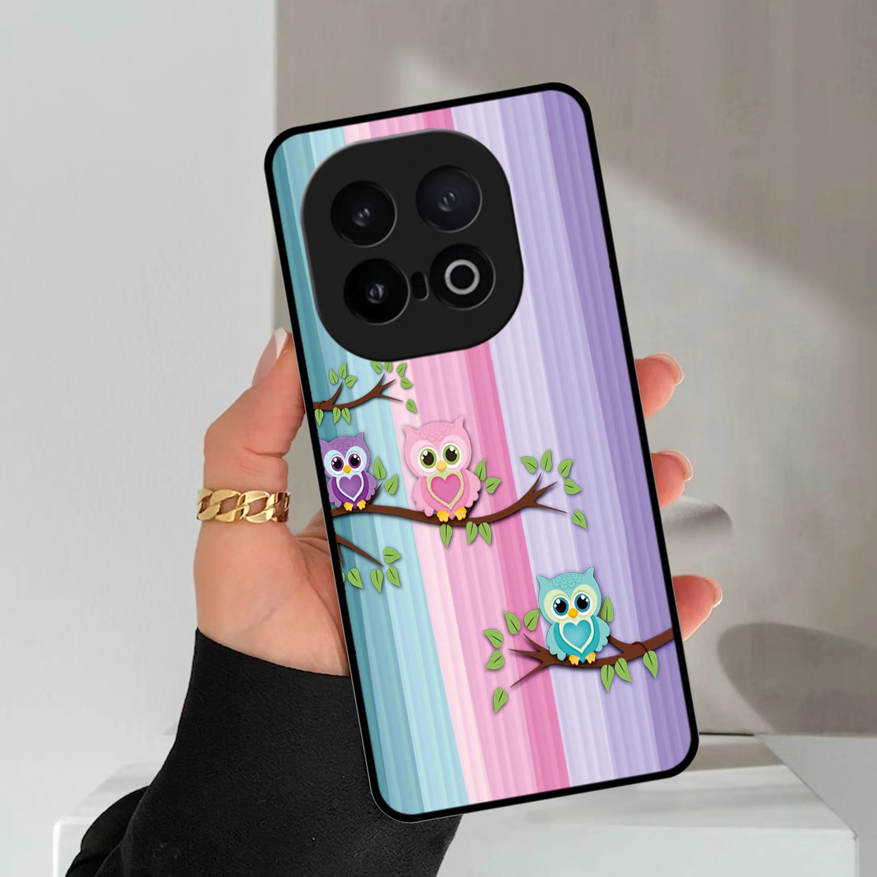 Owl Glossy Metal Case Cover For iQOO - ShopOnCliQ