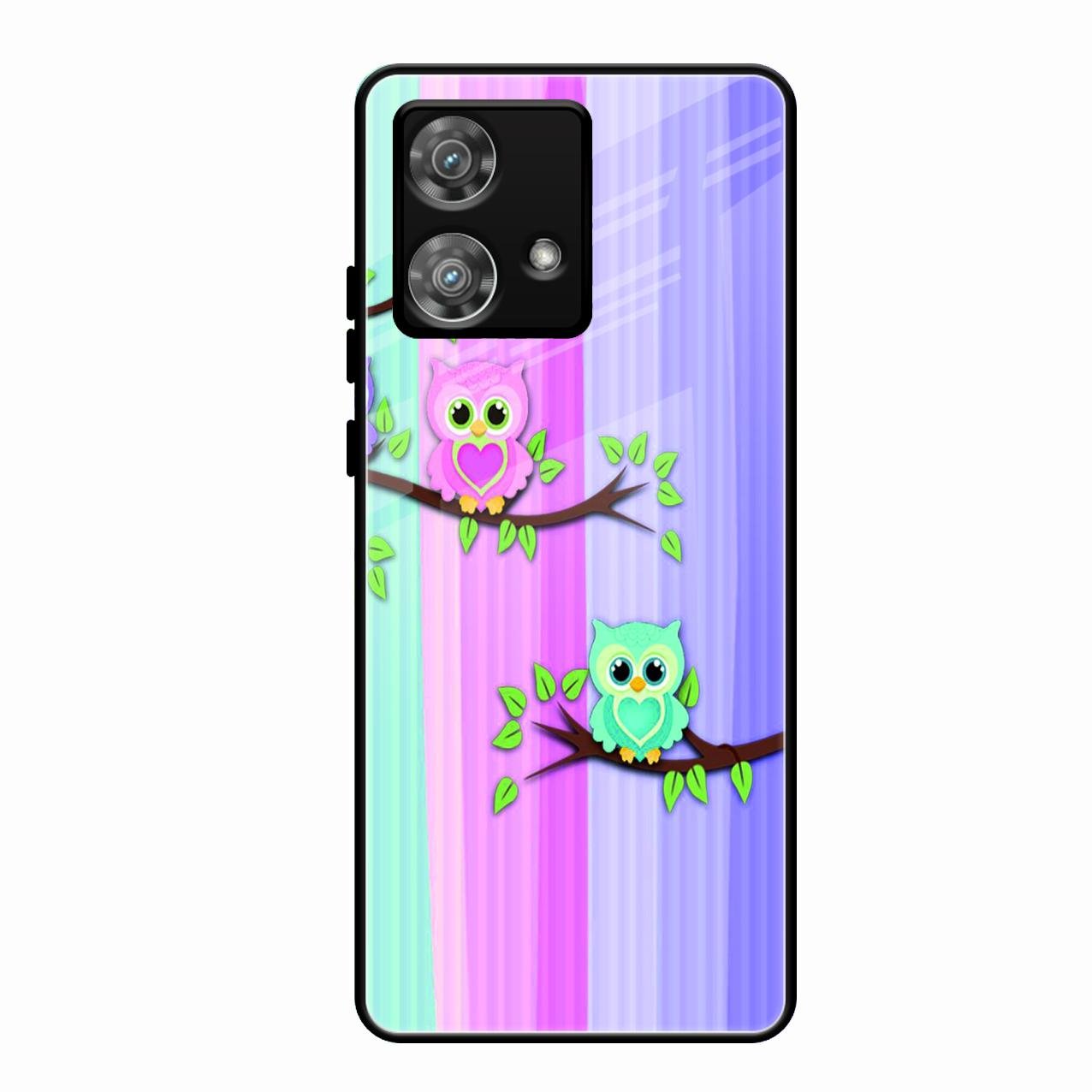 Owl Glossy Metal Case Cover For Motorola Edge 40 5G
