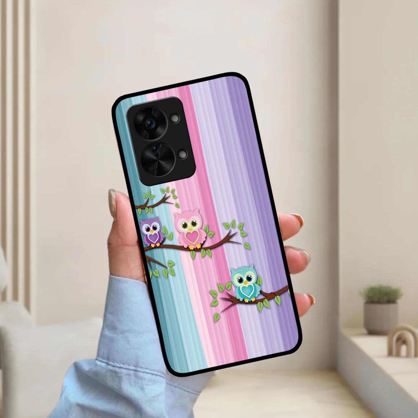 Owl Glossy Metal Case Cover For OnePlus