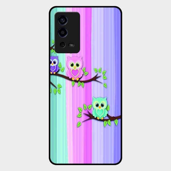 Owl Glossy Metal Case Cover For Oppo A55