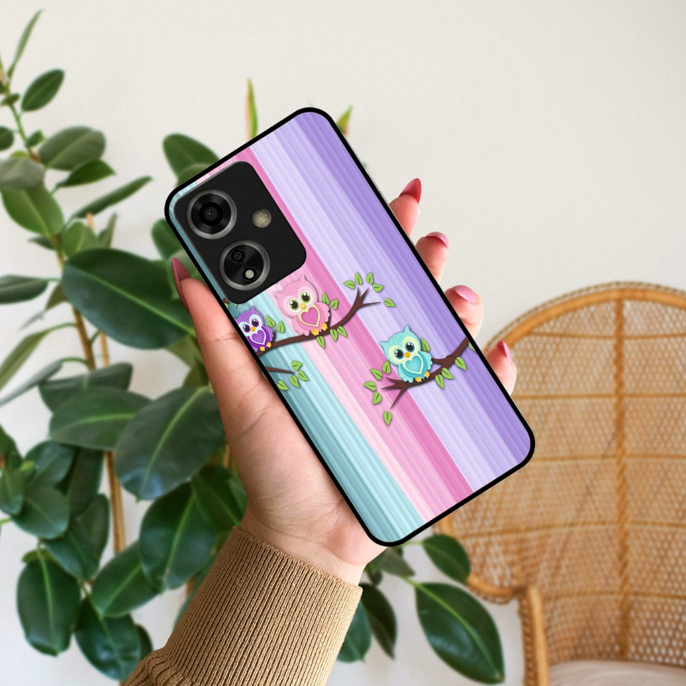 Owl Glossy Metal Case Cover For Oppo